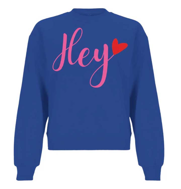 % Sweatshirt "HEY" mit Print in Puffy Optik
