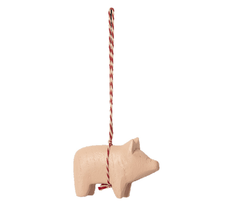 Maileg Schwein Anhänger Holz Rosa, Ca. 6 cm