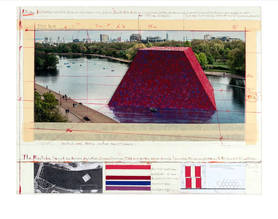 Postkarte Christo "The Mastaba of Abu Dhabi, 2007", Kunst