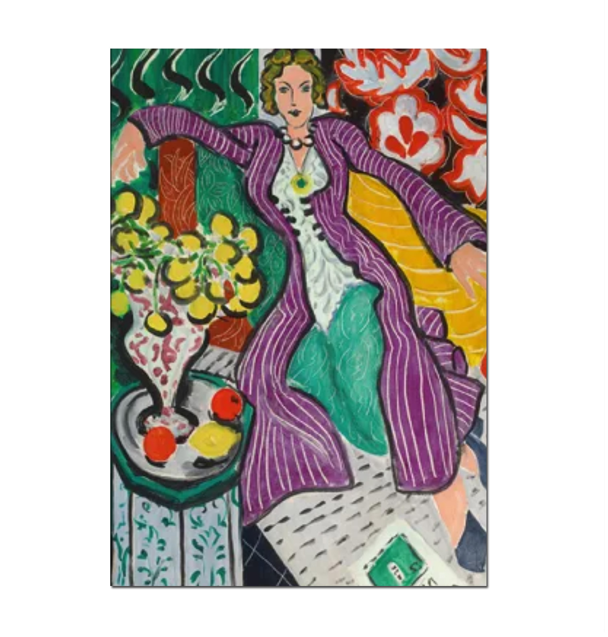 Doppelkarte  "Frau im lila Mantel, 1937" von Henri Matisse
