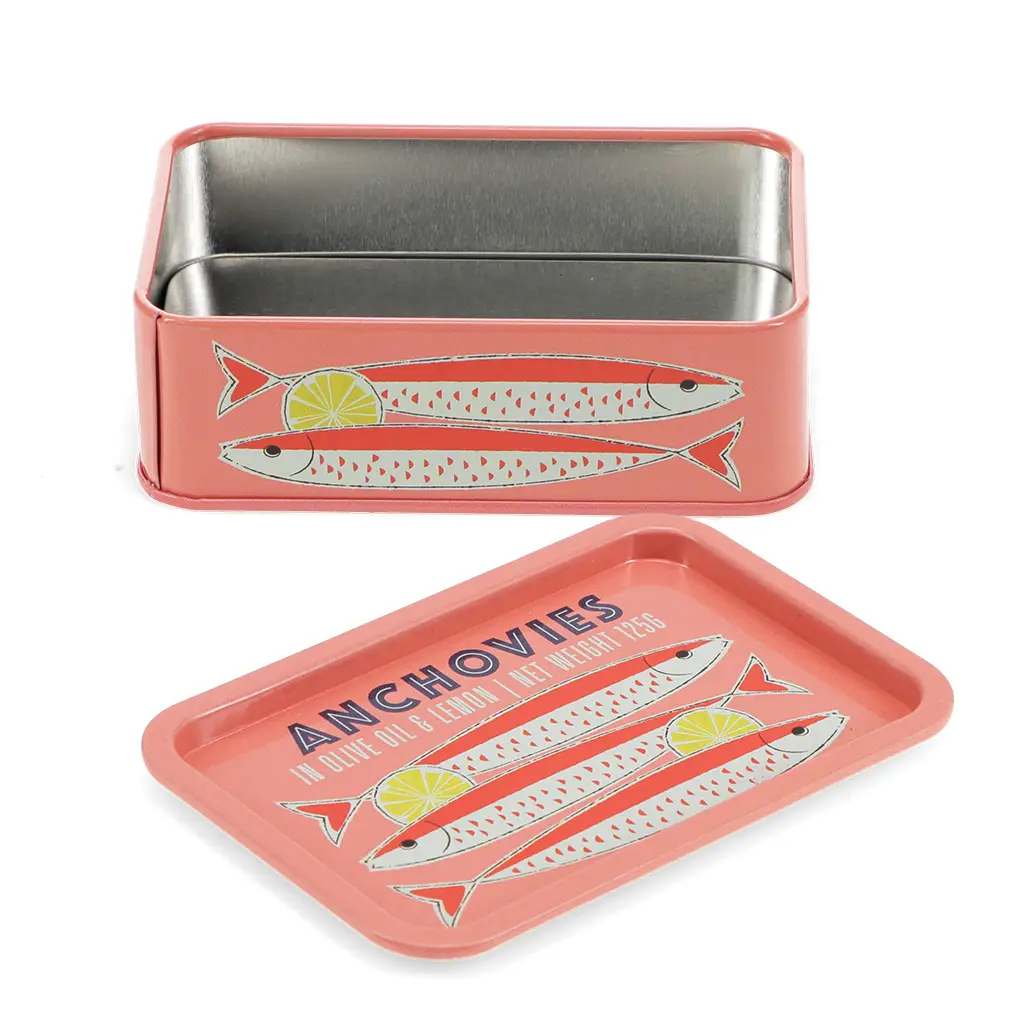 Mini-Aufbewahrungsdose mit Deckel – Sardellen, Fischdose Rosa