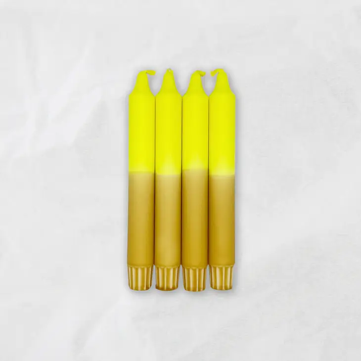 DIP DYE KERZEN  Bright Yellow x Lemon Curry / 19 cm / 4er Set  