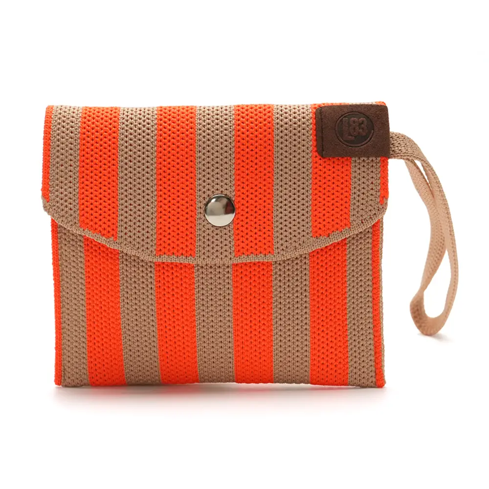 LOT83 Geldbörse JULIA 54 Streifen Orange-Caramel Geldbeutel, Portemonnaie