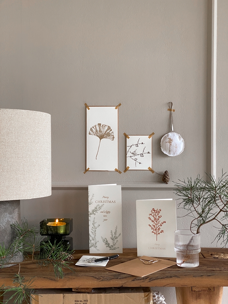 Dorothee Lehnen Briefkarte Xmas Home, handgedruckt, DIN lang von Dorothee Lehnen  