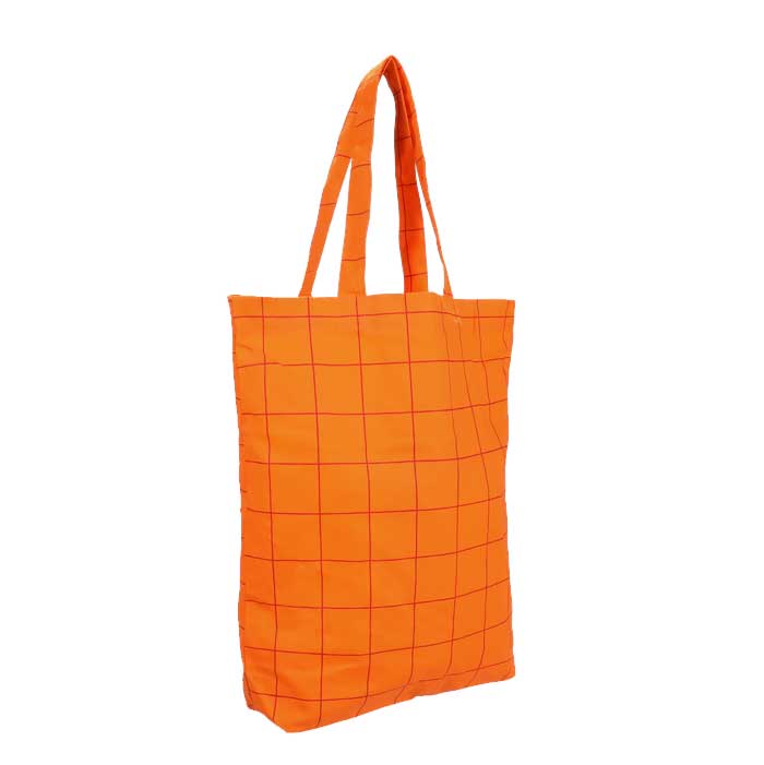 Baumwolltasche ORANGE KARO, ca. 40 x 10 x 45 + 3 cm, Stofftasche