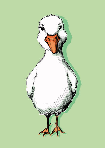 Postkarte - Tibo grün, kleine Gans von illi, zur Geburt  für Jungs und Mädels