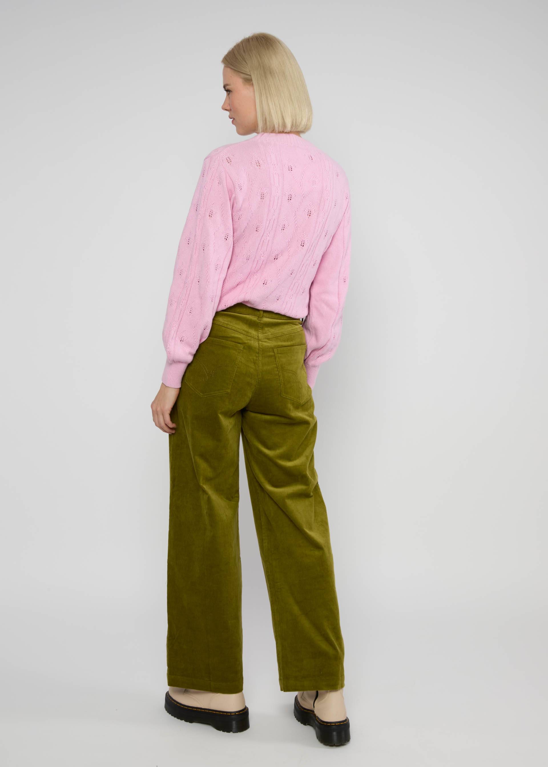 % Blutsgeschwister Hose High Waist Marlotte , Feincord, Farbe dense forest khaki