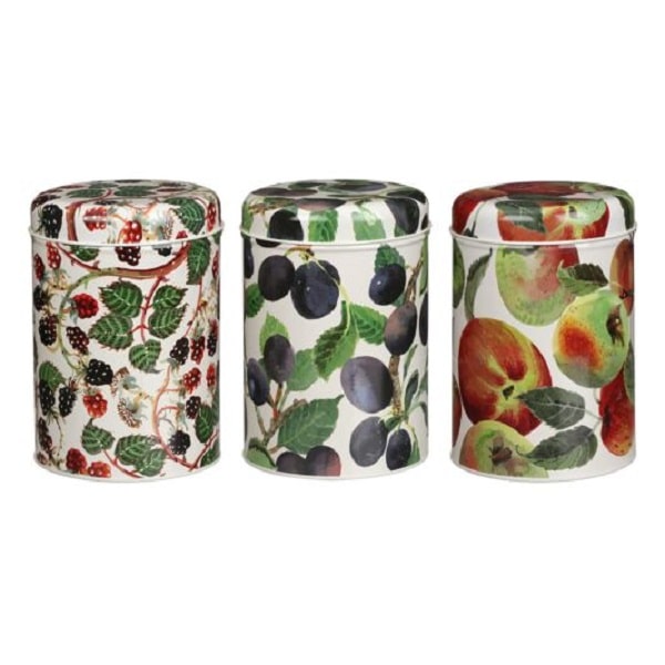 Emma Bridgewater Dosen 3er Set "Fruits", Früchte: Äpfel Zwetschgen & Brombeeren, 14,5 x 10,5 cm