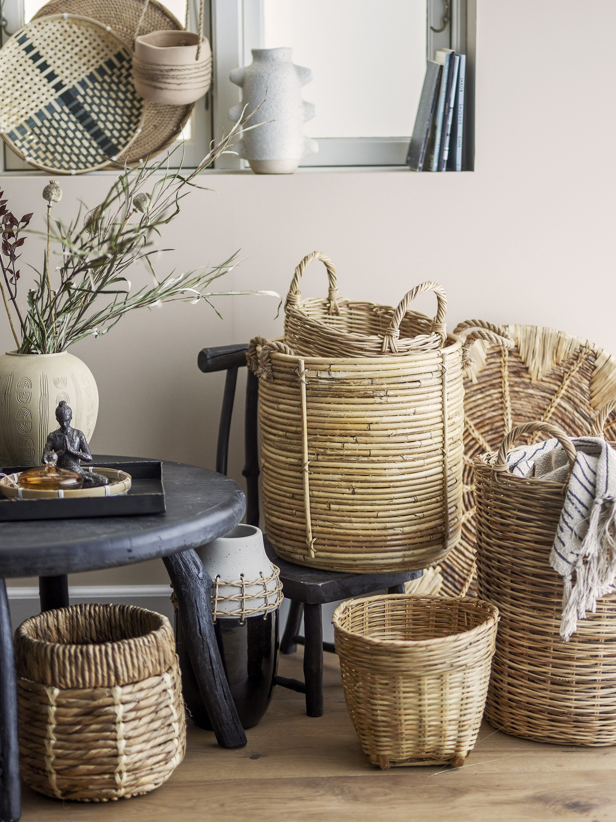 Sede Korb medium, Braun, Rattan von Bloomingville, ca. 27 x 49 cm