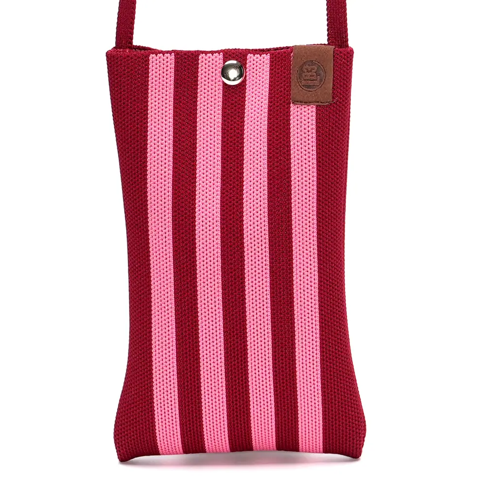 LOT83 Handytasche CHARLIE 33, Streifen Bordeaux -Rosa