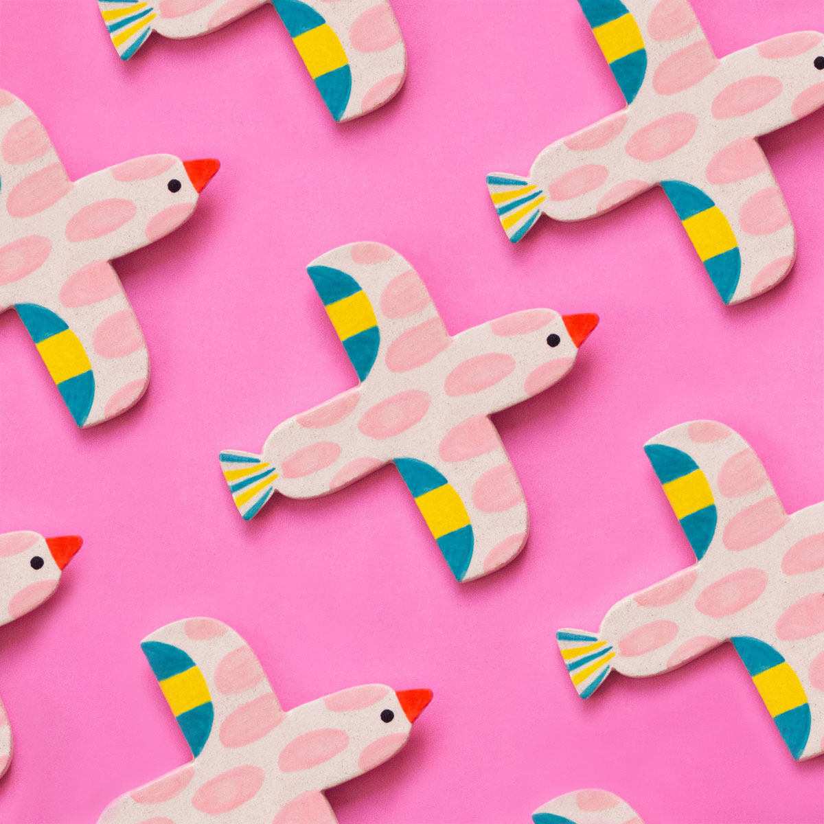 Ana Seixas Wandvogel PINK aus Portugal, Keramik ca. 12 x 12 cm, Handgefertigt 