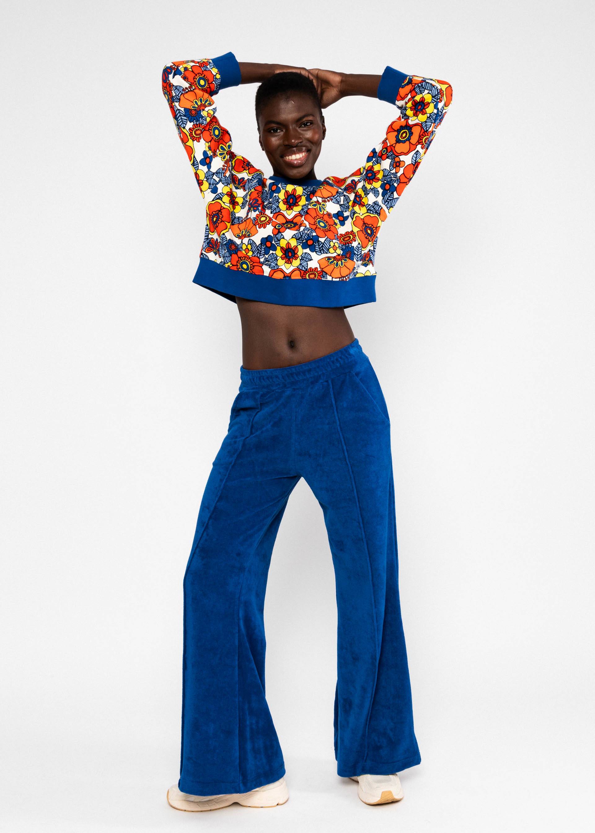 Blutsgeschwister Freizeithose Bell Bottom Beauty- summer 1970, blau, Frottee