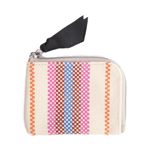 Caroline Gardner Checkerboard Stripe Canvas Corner Purse, Geldbeutel