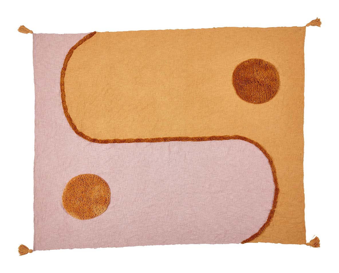 Tagesdecke, YINYANG, pink/coral, Biobaumwolle, 180x240cm von liv , Plaid Tagesdecke, YINYANG, pink/coral, Biobaumwolle, 180x240cm von liv , Plaid