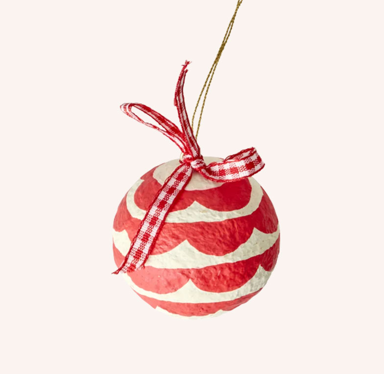 Rice XMAS Weihnachtskugel rot, Pappmaché, D. ca. 5 cm