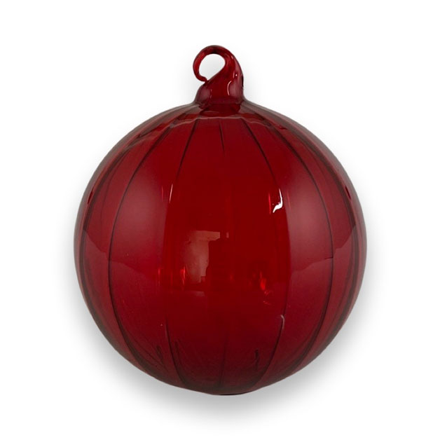 Weihnachtskugel Glasöse gedreht, transparent rot, ca. 10 cm