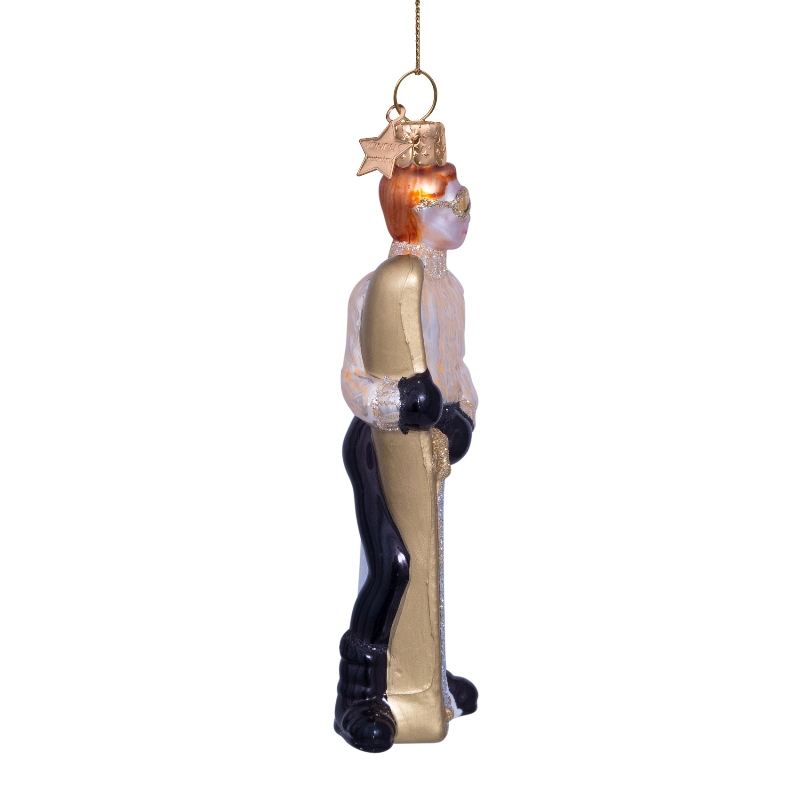 Weihnachtskugel Skifahrer " ski boy", champagne, H. ca. 12,5 cm, Glas von Vondels