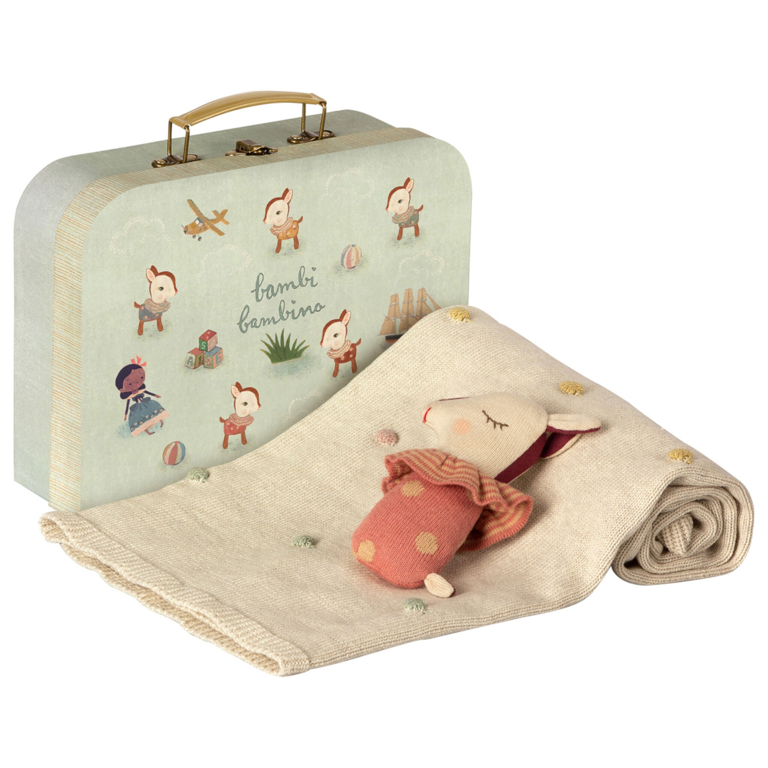 Maileg Baby Geschenk Set (Rose) , Köfferle mit Babydecke und Rassel...ein tolles Geschenk zur Geburt :-)