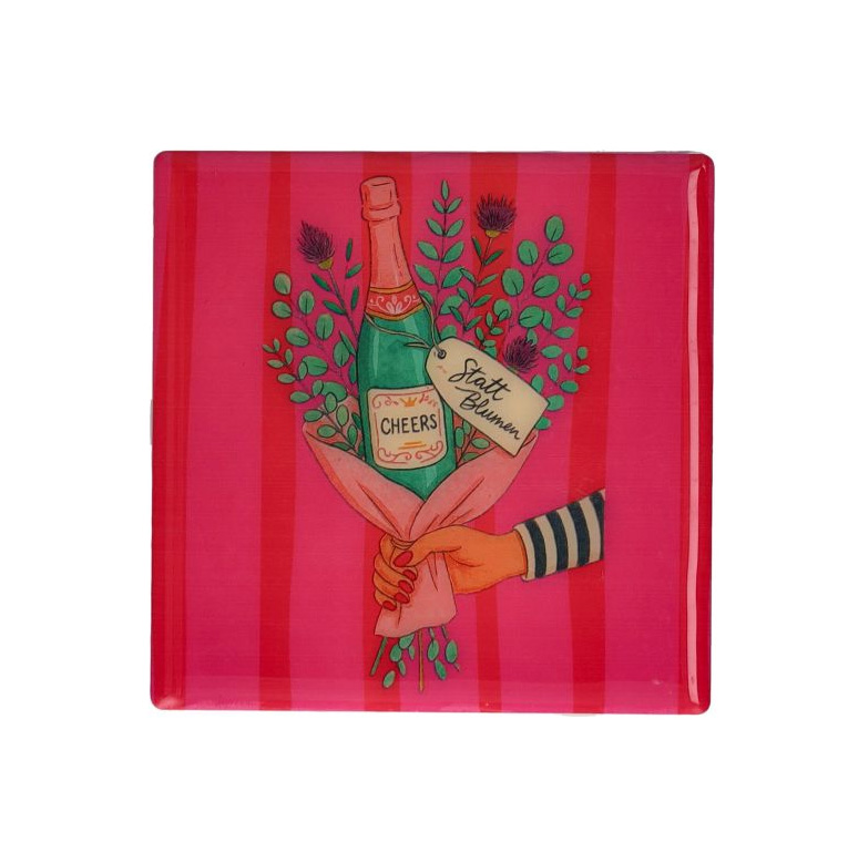Love Tiles Untersetzer, Motiv: Statt Blumen, hot pink