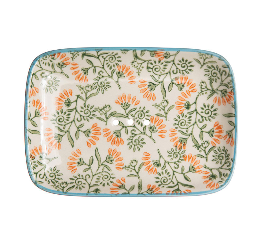 Seifenschale FLORAL grün-orange