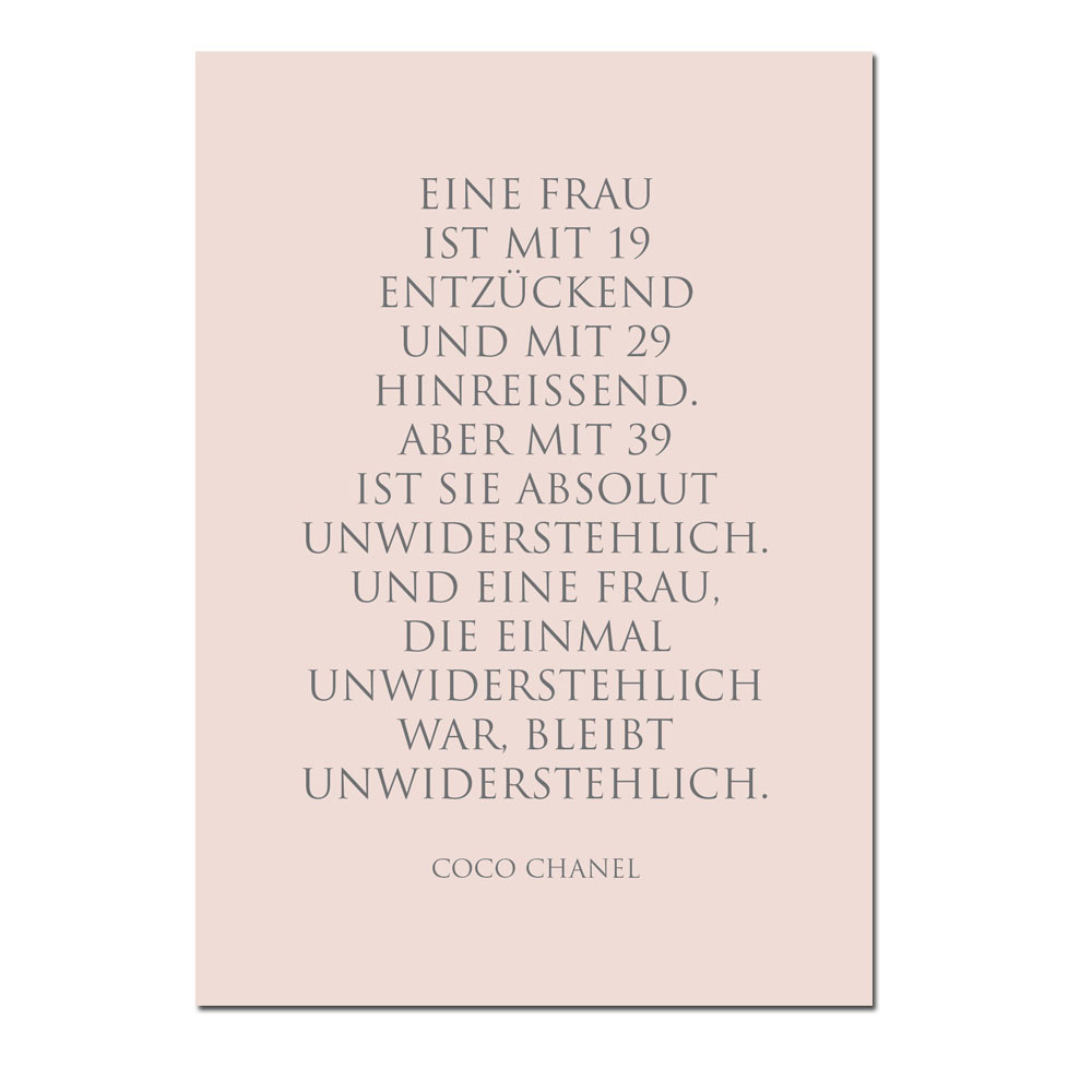 Wunderwort Postkarte "Unwiderstehlich" Coco Chanel