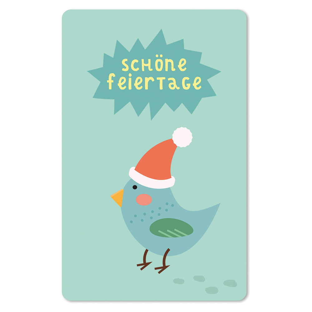 Lunacard Postkarte Weihnachten Schöne Feiertage, Vogel