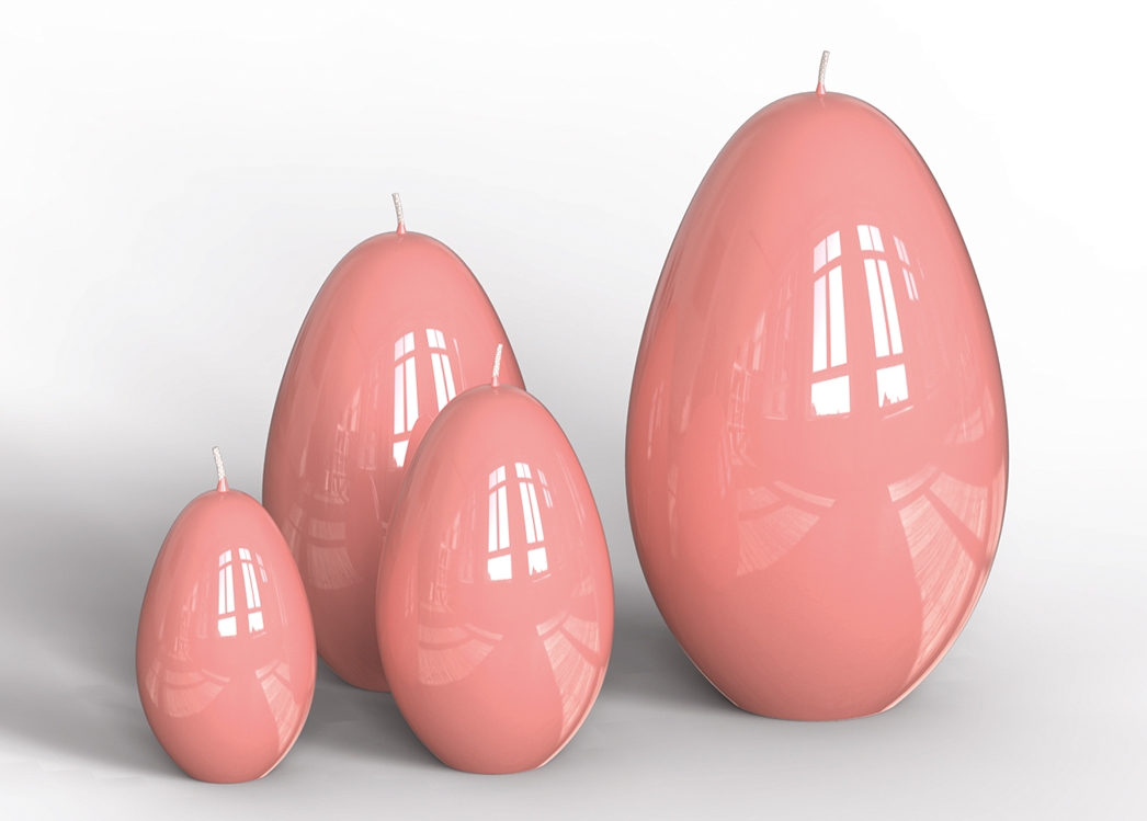 Engels Kerzen Eierkerze gelackt,  Höhe ca. Ø8 H12 cm, Farbe: Kirschblüte