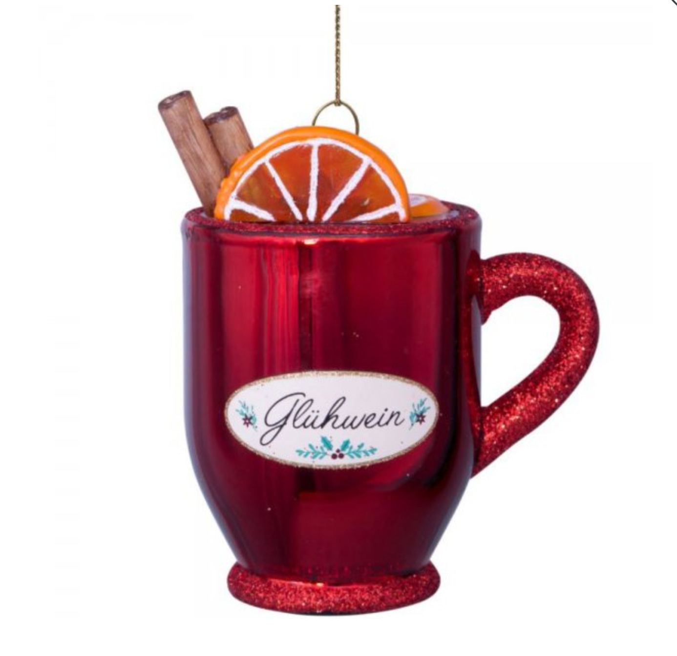 Weihnachtskugel Glühwein, ca. 8,5 cm, Glas von Vondels   