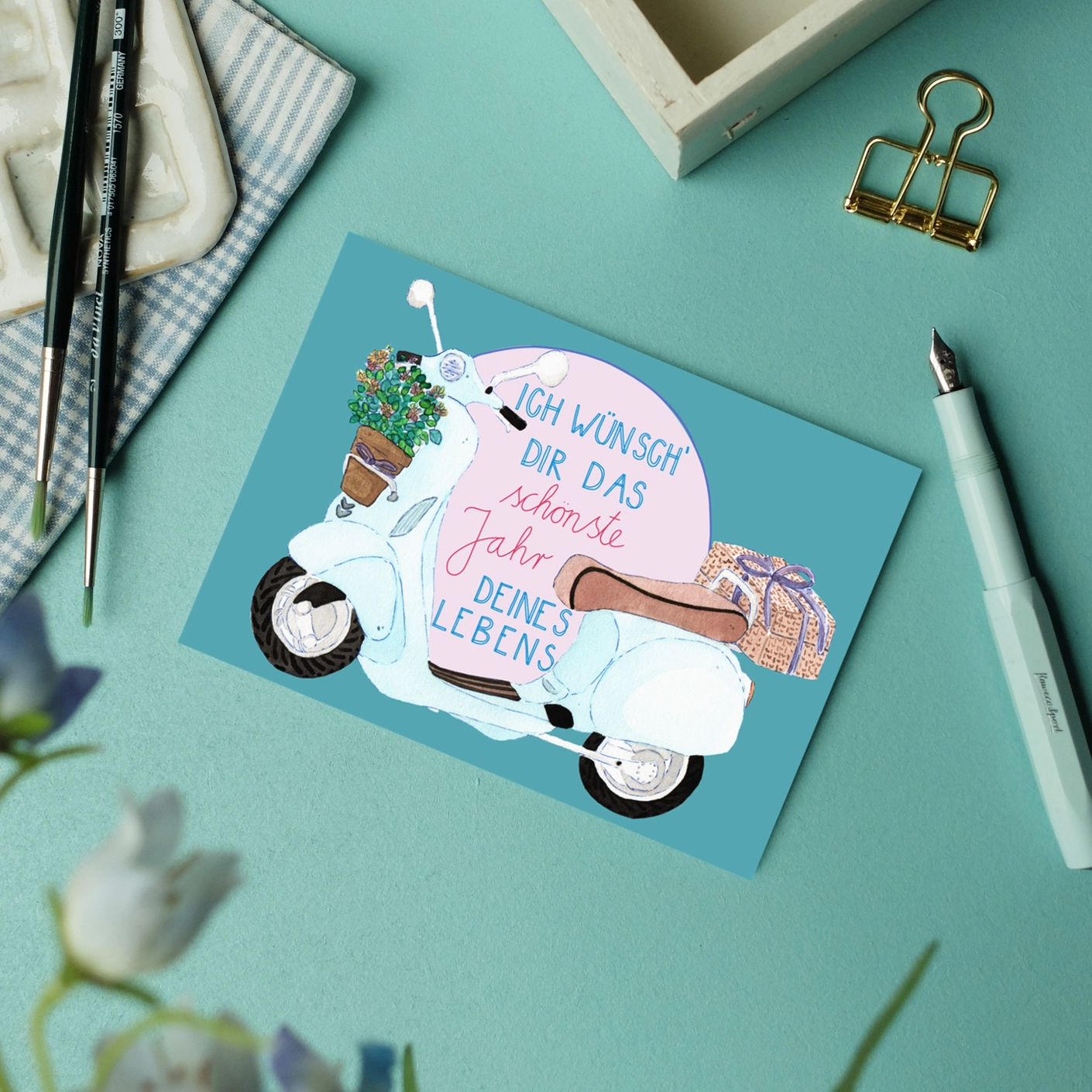 Postkarte Geburtstagskarte Roller von Wonder Of Today
