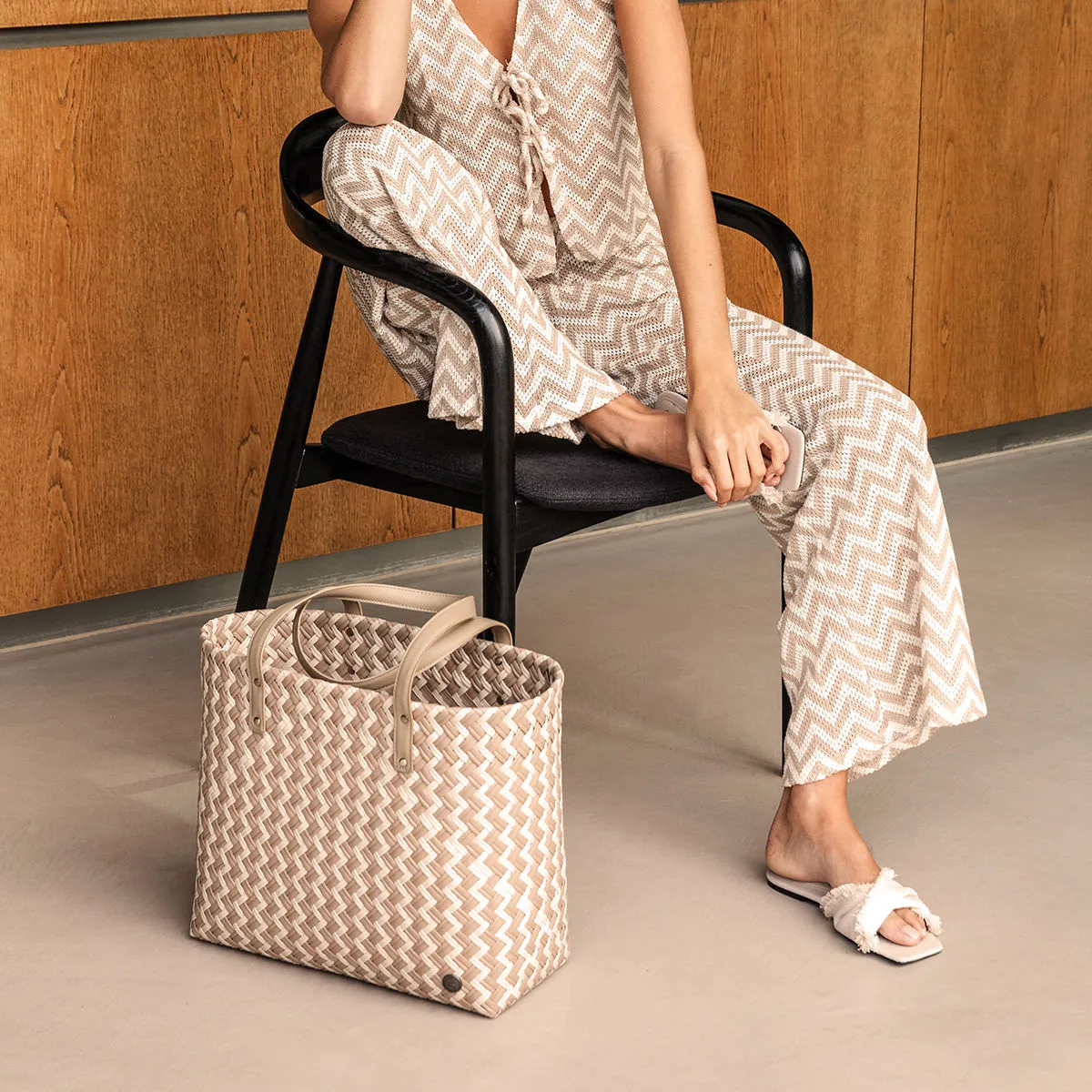 Handed By Shopper Faye beige & creme - Design Einkaufstasche & Strandtasche