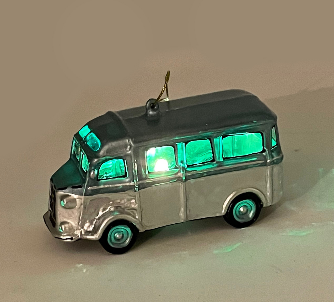 Christbaumschmuck Citroen HY blau/silber von Oberfränkische Glasmanufaktur, mit LED Licht