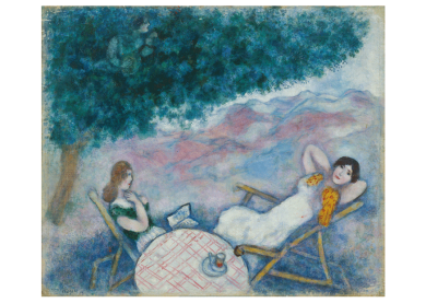 Postkarte Marc Chagall" Bella, die Frau des Künstlers mit Tochter Ida" Kunst 