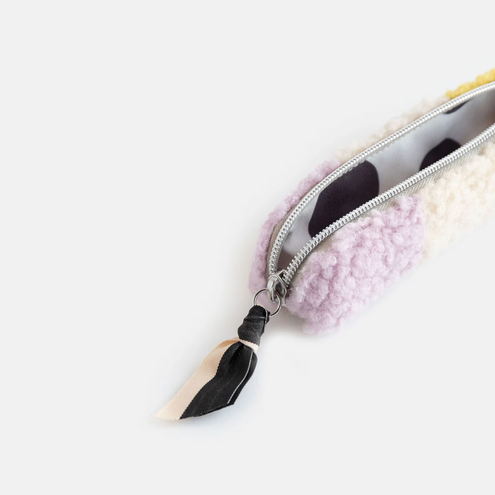 Caroline Gardner Federmäppchen Multi Stripe Borg Pencil Case, Teddyplüsch