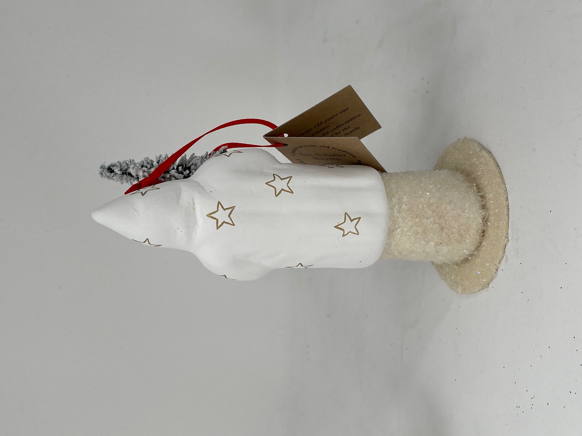 Ino Schaller Santa Nr. 44, Weiß, klein , matt, mit goldenen Sternen  Weihnachtsmann Nostalgie von Ino Schaller 