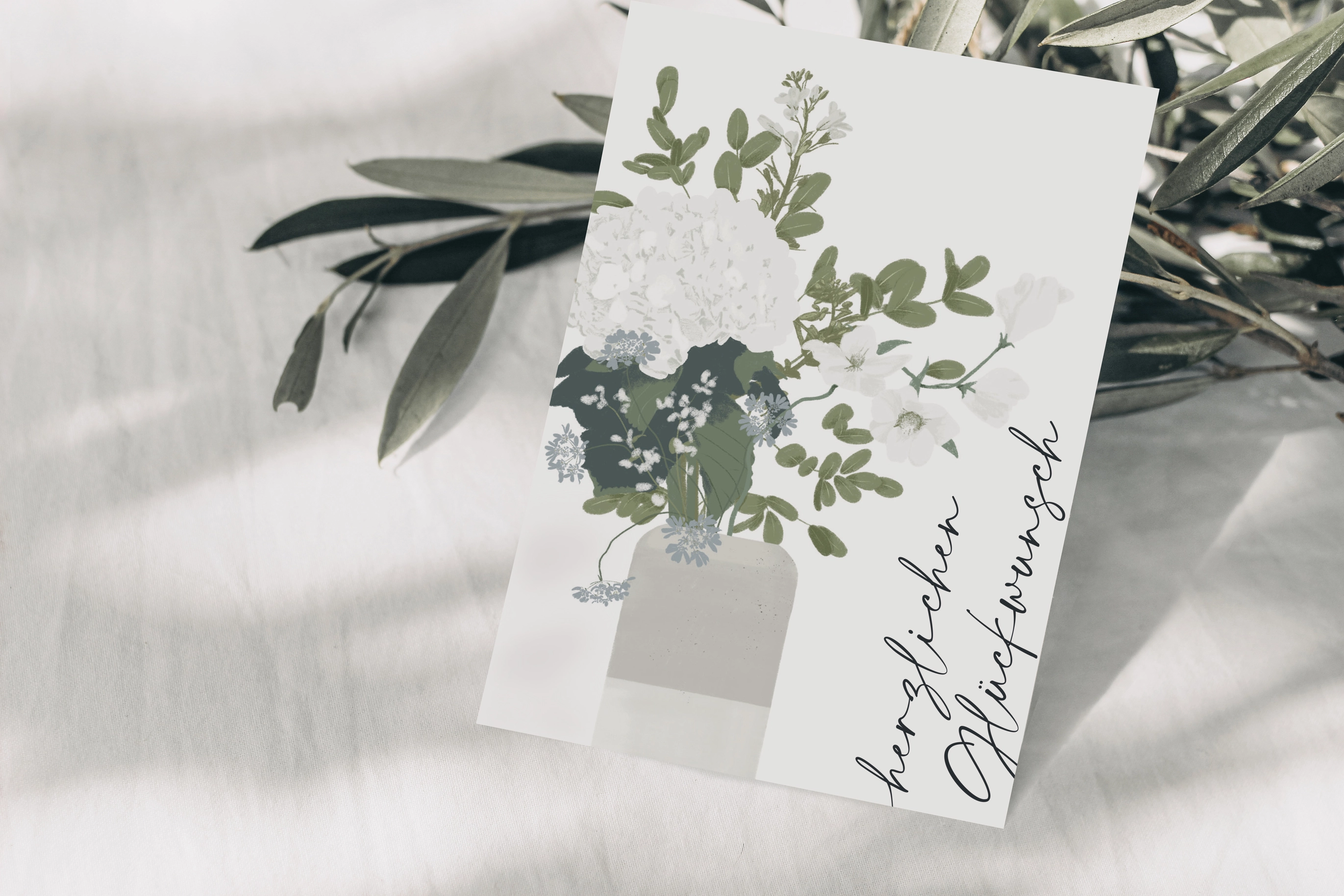 Postkarte Herzlichen Glückwunsch Vasevom Wildblumen Atelier 