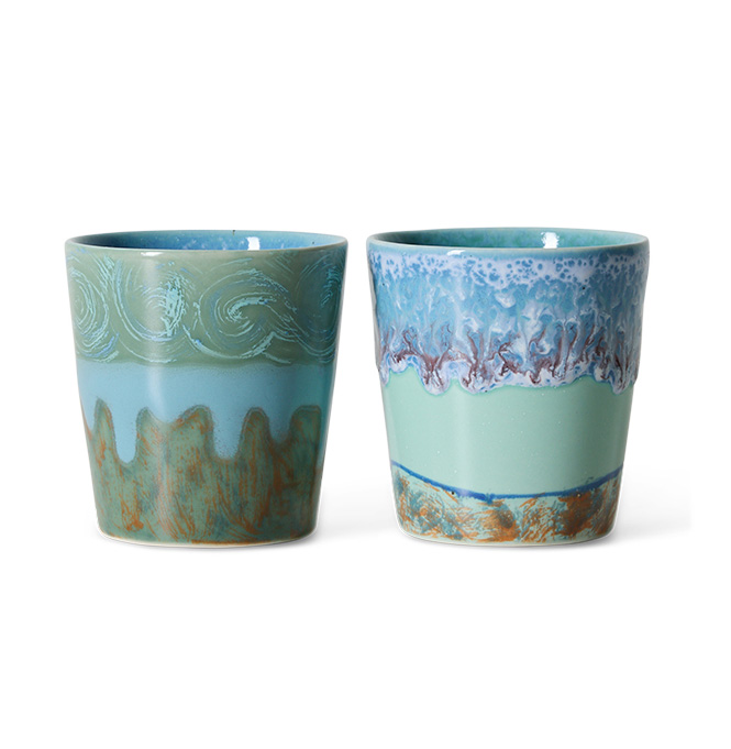 HKliving 70's Kaffee Becher Van Gogh 2er Set, SELF PORTRAIT, 70s ceramics: Van Gogh coffee mugs self portrait, set of 2