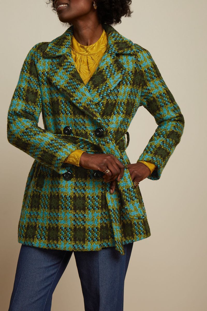 King Louie Jacke Maura Short Coat Muller Check King Louie Jacke Maura Short Coat Muller Check