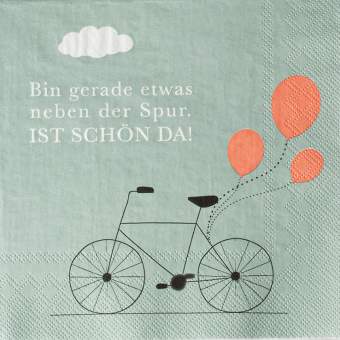 Räder Papierservietten Servietten ""Bin gerade etwas..."  , Lunchservietten, Fahrrad