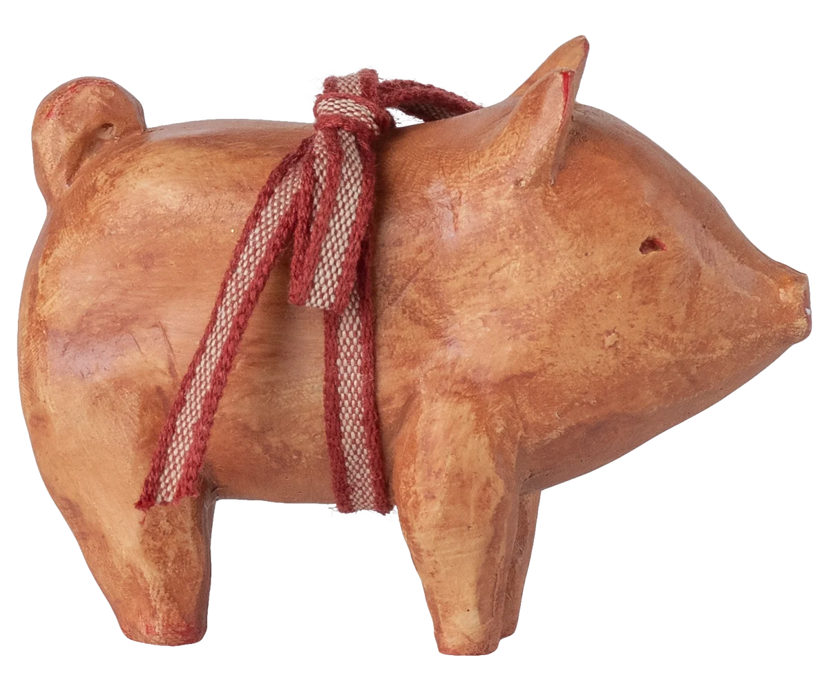 Maileg Schwein mit Schleife - Rosa, ca. 6,5 x 8 cm