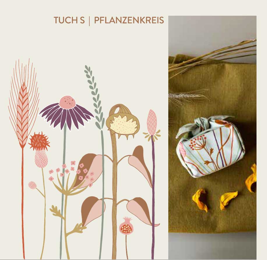 % Tuch L  Pflanzenkreis, ca. 90x 90 cm, Bio Baumwolle 