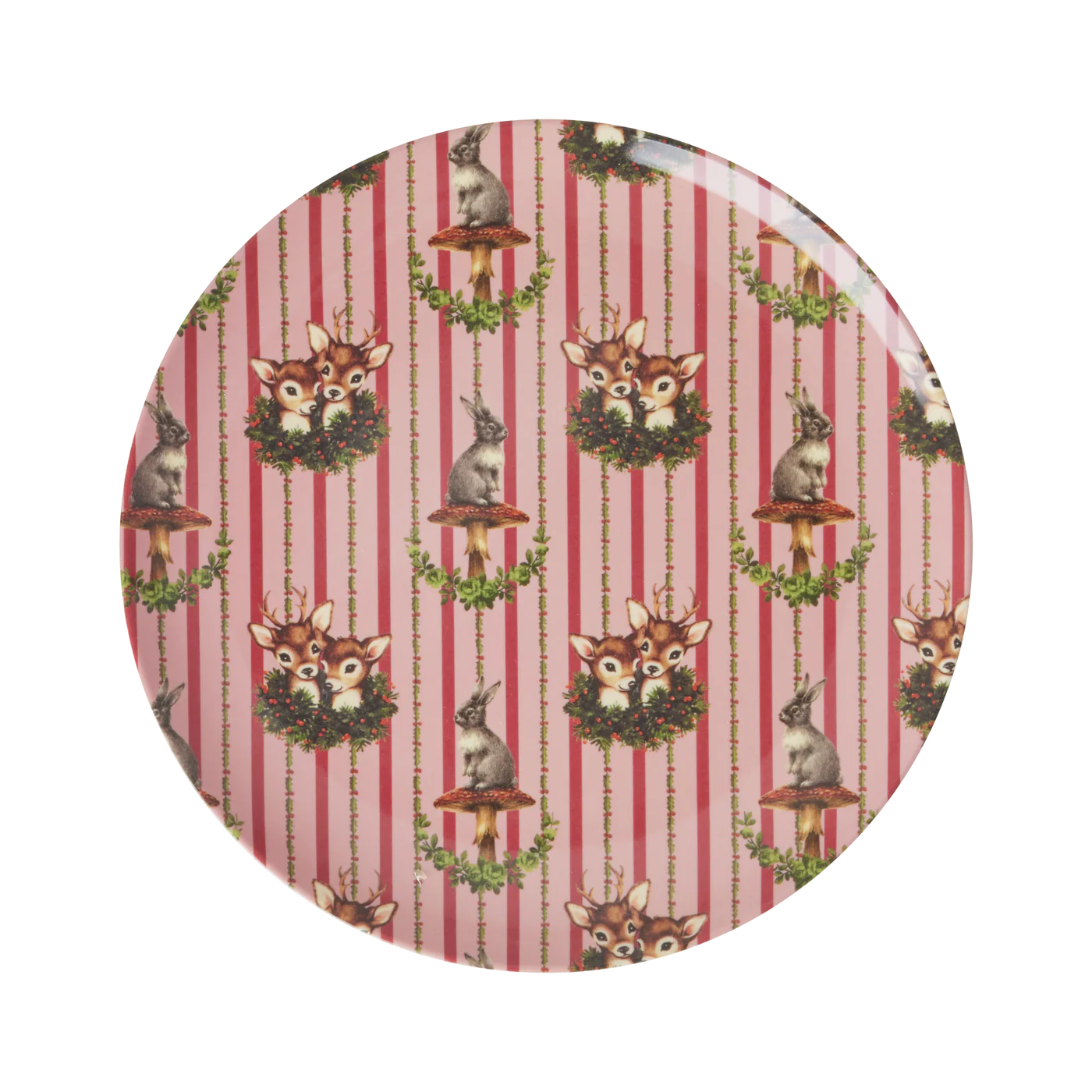 Rice Melamin XMAS Teller, Sweet Forest Rot Print, D. ca. 20 cm, Weihnachten  