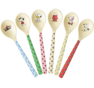 Rice Melamin Teelöffel Snoopy , ca. 3,5 x 14,5 cm, grün mit Blümchen