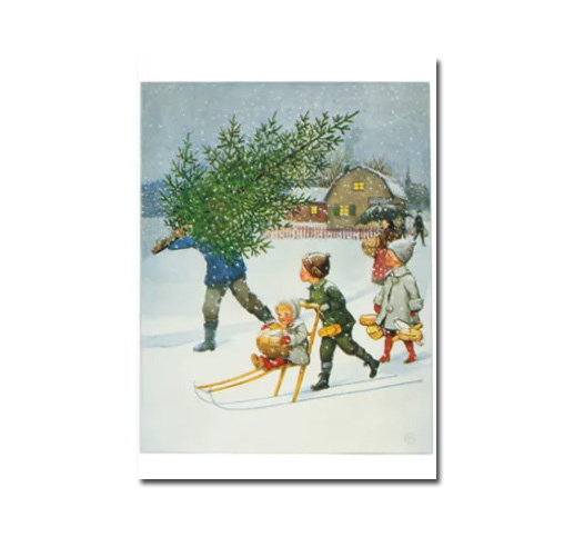 Postkarte " Kinder im Winter " von Elsa Beskow