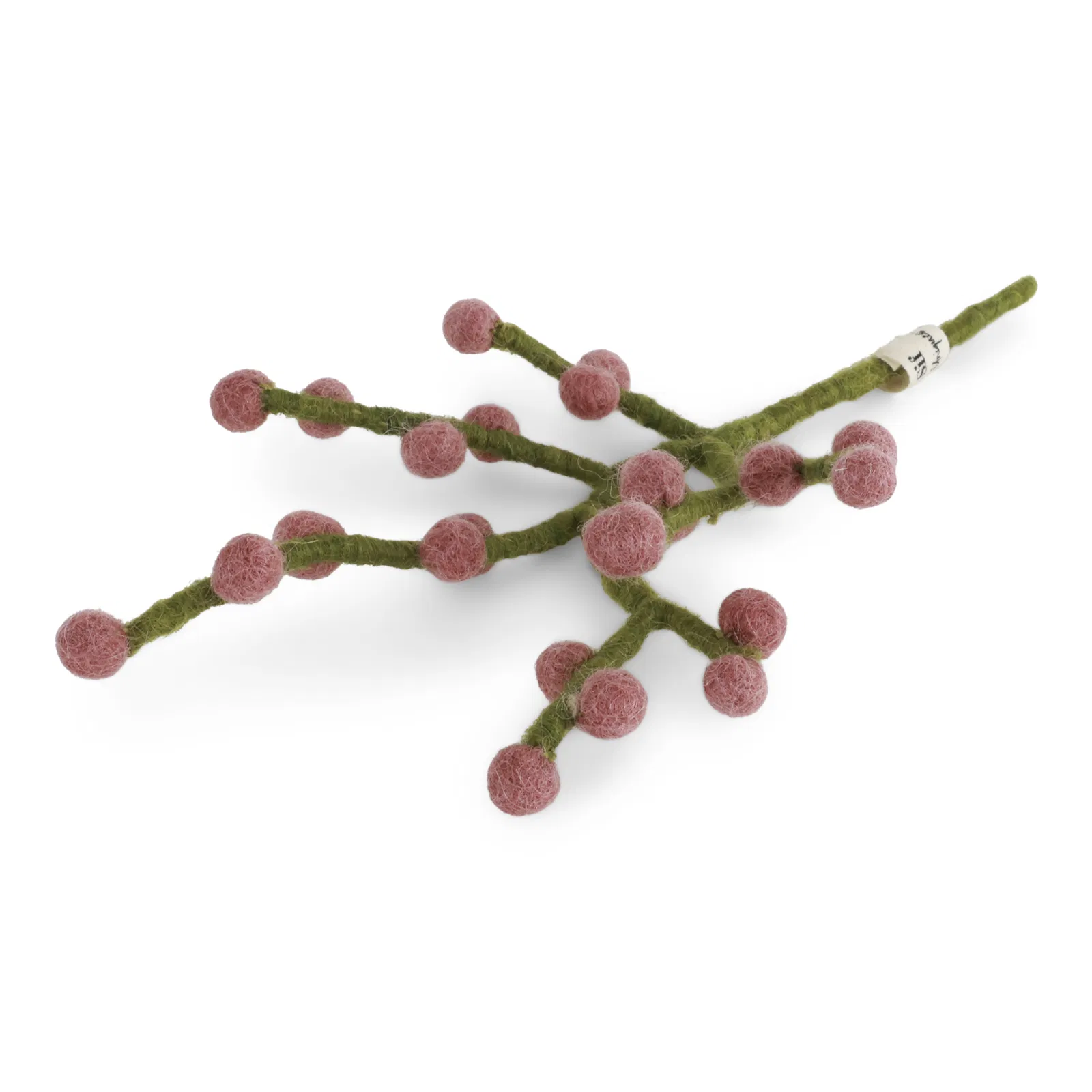 Gry & Sif Zweig Mini mit Rosa Beeren aus Filz, Mini Branch w/rouge Berries, ca. 19 cm