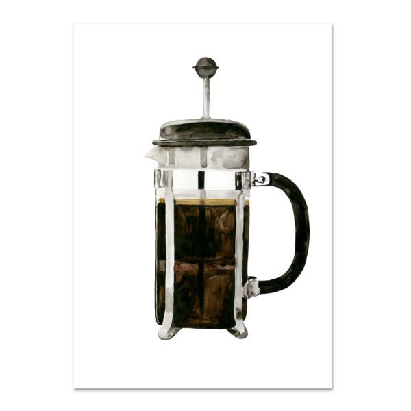 Leo La Douce Kunstdruck - French Press, A4  , Kaffee