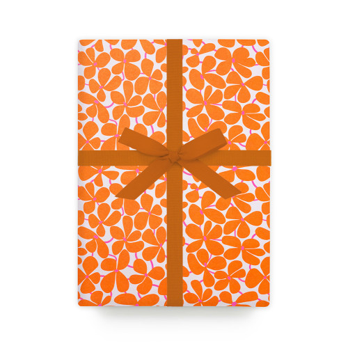 Geschenkpapier Stig Lindberg Orange Blüten/ Ballets, ca. 50 x 70 cm, 1 Papierbogen