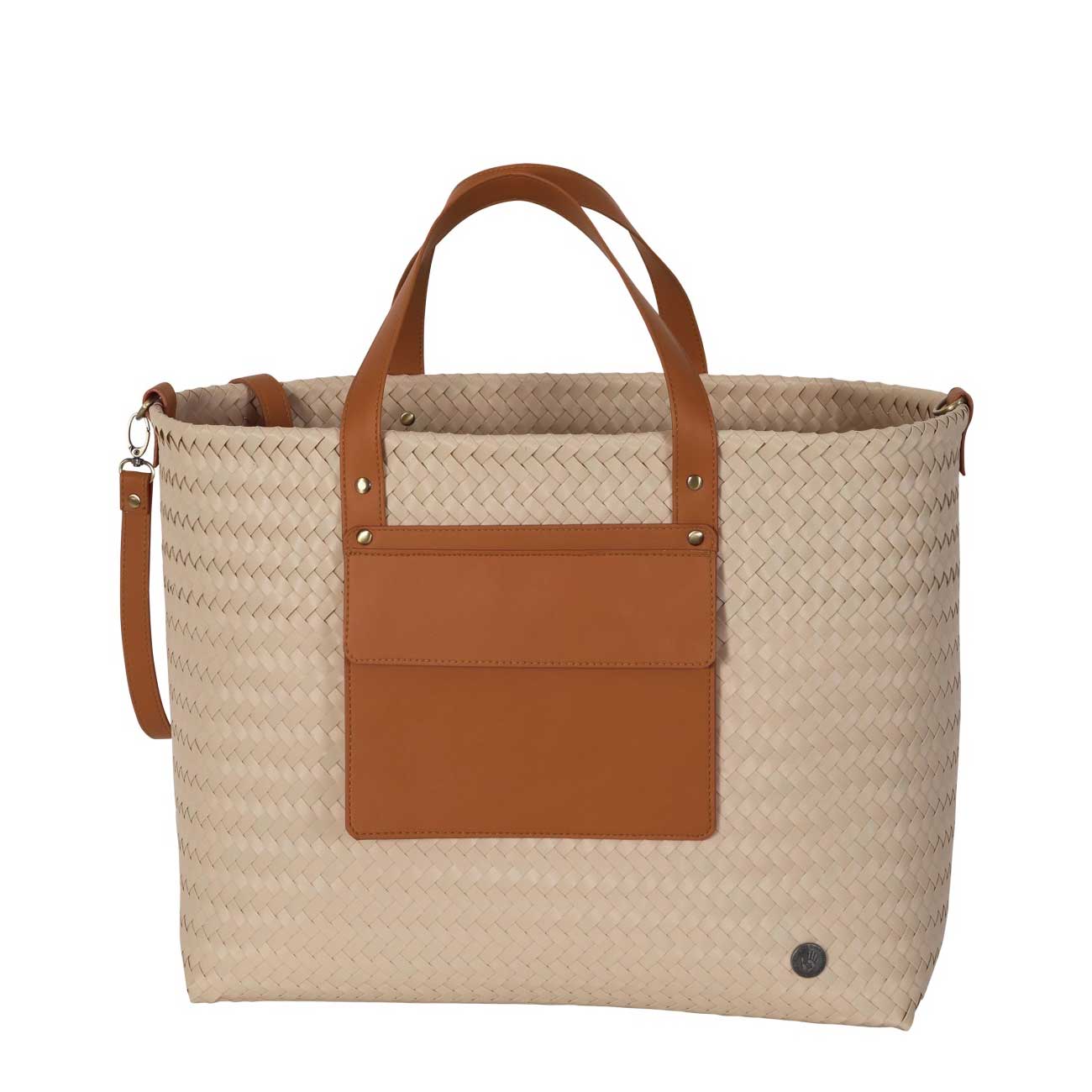 Handed By Percey - Shopper,  mit PU Tasche Griffe abnehmbarer Schultergurt, Farbe: sienna