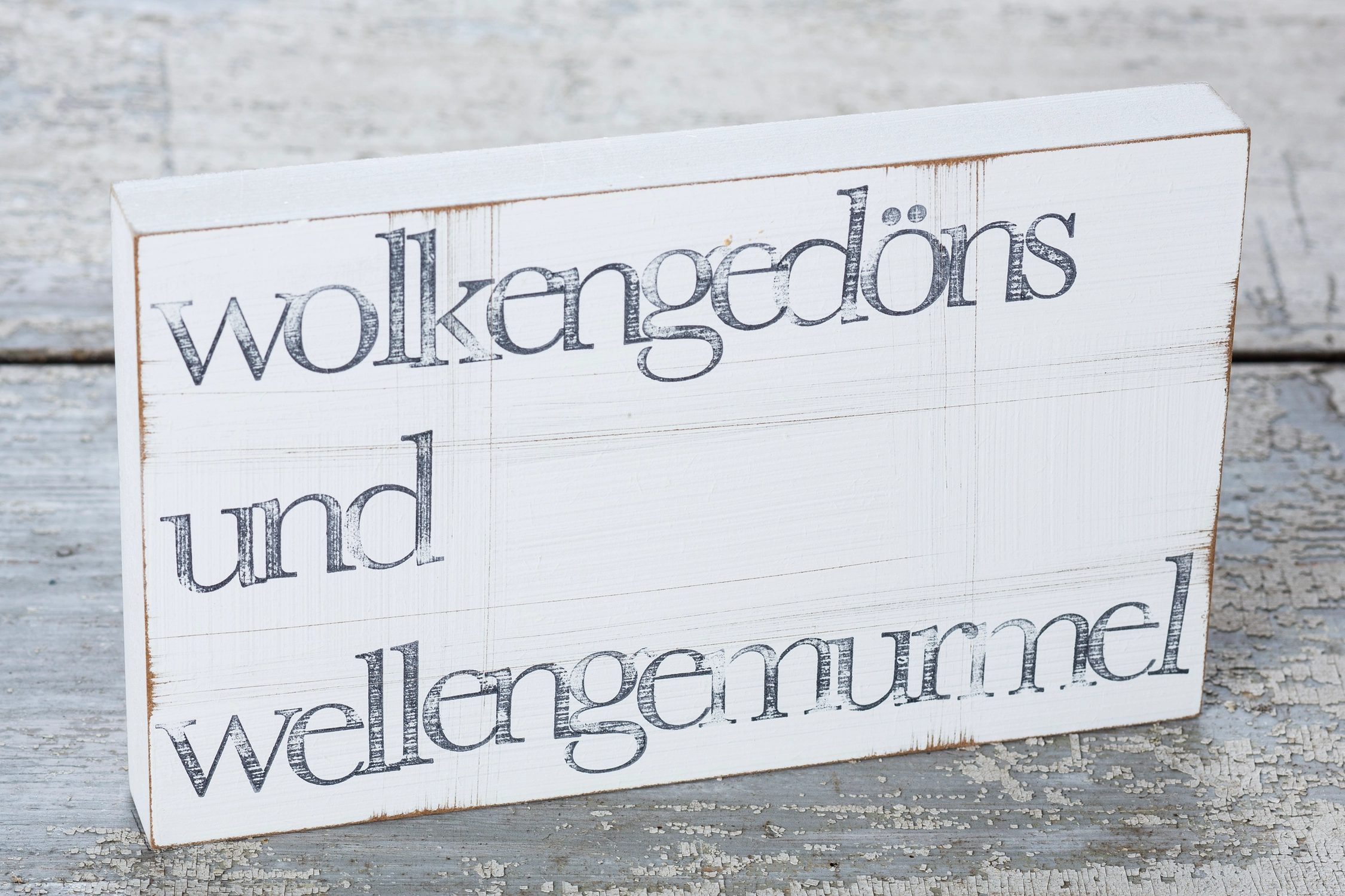 Textplatte  "wolkengedöns" von iopla , 15 x 25 cm  , Wandbild  