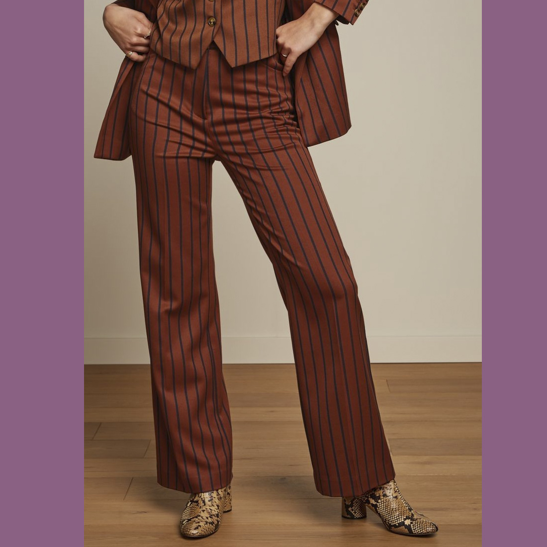 King Louie Marcie Pants Cubano Stripe, Farbe: Patina Brown, Hose King Louie Marcie Pants Cubano Stripe, Farbe: Patina Brown, Hose