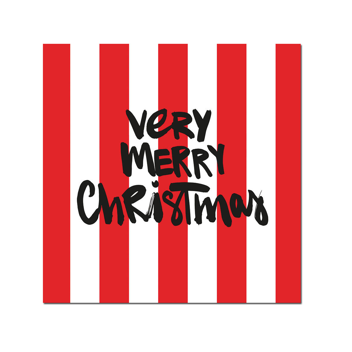 Papierservietten Weihnachten Streifen Rot-Weiß,  Formart " Merry Christmas" , 25 x 25 cm Cocktailservietten   von PPD  